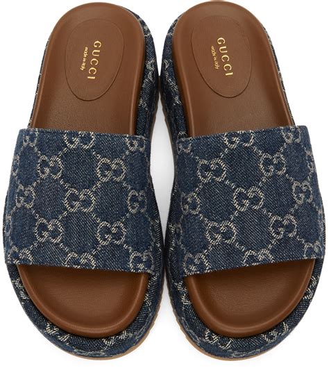 women's platform slide sandal gucci|gucci denim platform sandals.